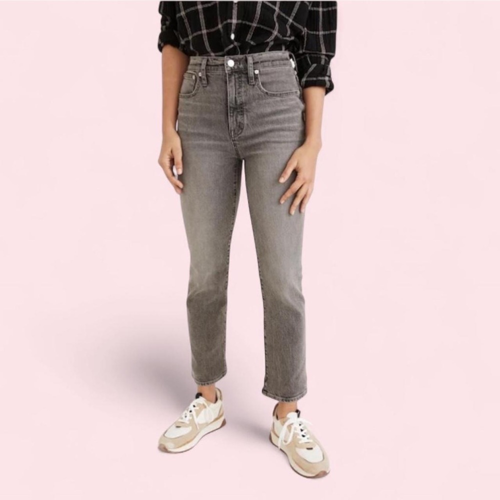 Madewell Gray Slim‎ Demi-Boot Jeans 26 | High-Rise Straight Flare Brookford Wash - Picture 2 of 8